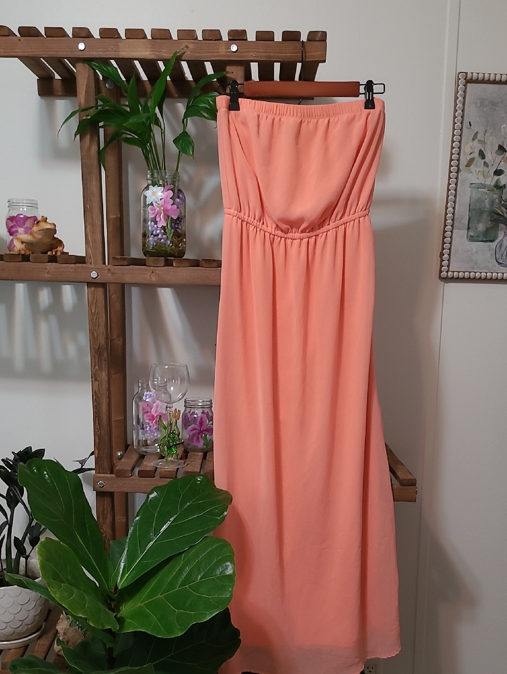 Summer Peach Strapless Dress